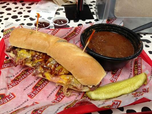 Smokehouse beef and cheddar brisket, firehouse chili