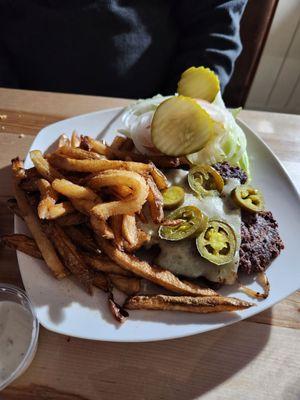 Burger and fresh cut fries