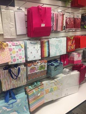 Nice selection of gift bags and tissue paper @ The Container Store