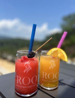 Wine slushies strawberry and tangerine with pineapple