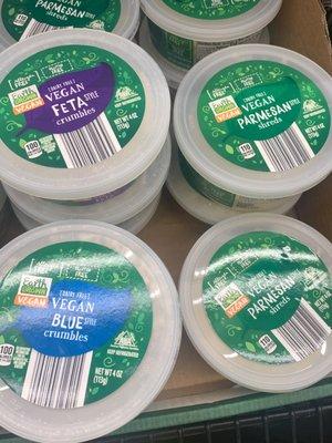 Aldi's vegan feta, blue, and Parmesan cheese