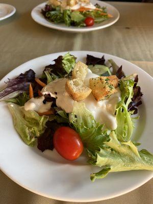 The perfect salad with homemade creamy cheddar dressing