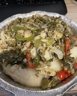 Callaloo and Saltfish Breakfast. (w/ Boiled Provisions)