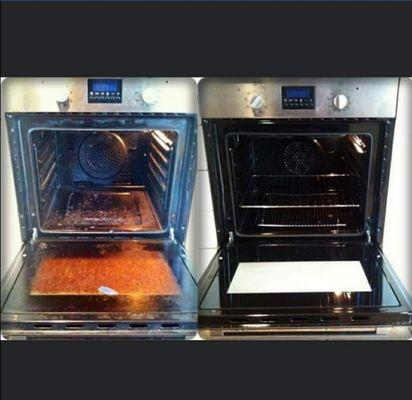 Before and After cleaning a stove.