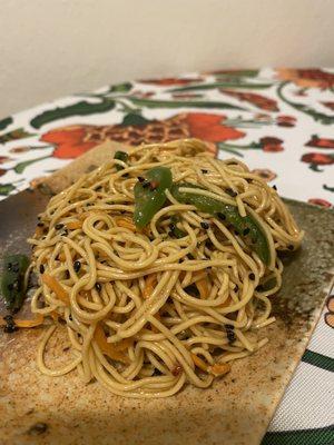 Black sesame seed noodles. Perfect.