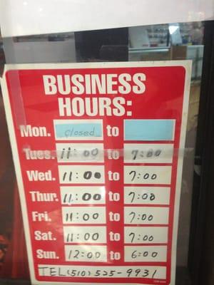 Store hours