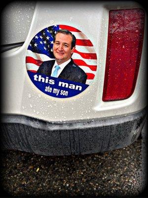 Greatest single bumper sticker outside of Cost Plus I've ever seen. Cxl me for posting Ted Cruz, but the point is made. LOL!!