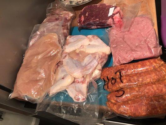 2nd Meat Order. Chicken breast, thighs, wings as well as NY strip steak , hot sausage, and ground  turkey