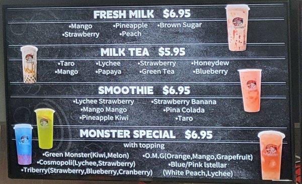 Milk and Tea Menu