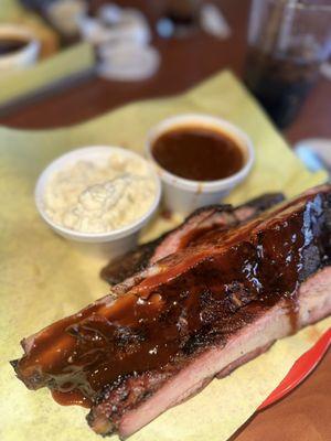 Ribs with spicy bbq sauce.