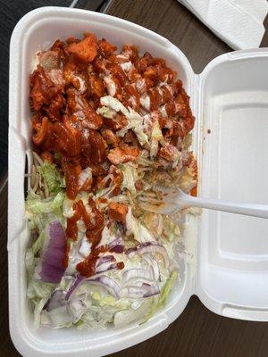 Rice Plate and Side Salad & Drink Chicken and rice!!! So yummy