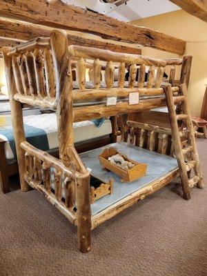 Aspen Log Bunk beds twin over full