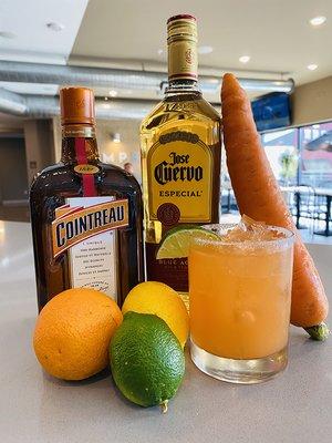 The Carrot Margarita is made from premium ingredients with freshly juiced carrots!