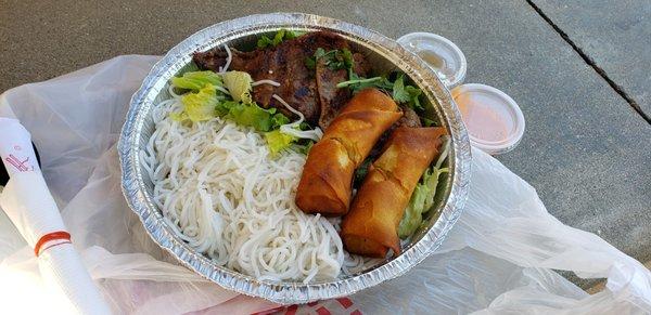 vermicelli with egg roll and grilled beef $9.95