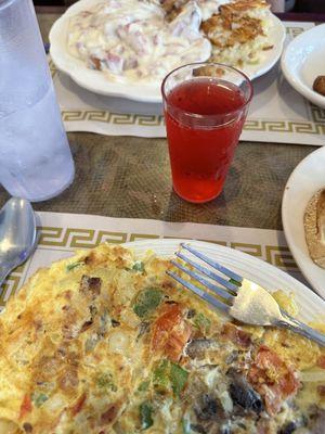 Creamed Chip Beef on Toast, Liberty Bell Omelette with Home Fries