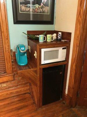 Mini Fridge setup for the Mermaid room and its in the bathroom