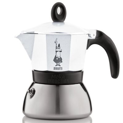 This Moka pot on top of the stove is one of the first pots that produce a "crema" on top of black coffee in a stove Moka Pot