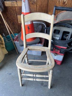 Before.  This chair was in my grammas house, and my mom, my daughter and I all sat in it to have our hair brushed when we were young.