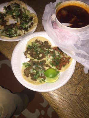 Asada/Barbcoa/Al Pastor/Cheek tacos & Menudo soup!