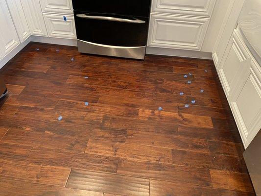 Damage to my floors that occurred during the installation of my cabinets.