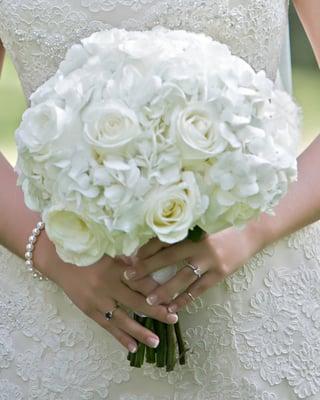 Pink and white shellac for this gorgeous bride