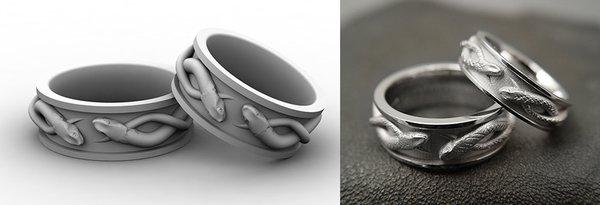 "Snakes" white gold band