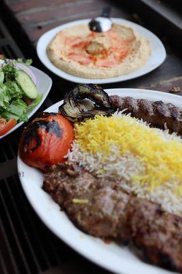 Hummus, lamb and beef kebab