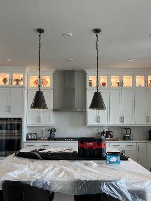 New pendant lights wired and installed in Leesburg, VA by Infinite Electric!