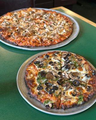 Pizzas - a sausage and veggie