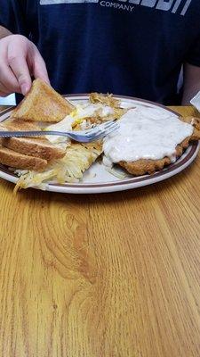 Chicken fried steak breakfast