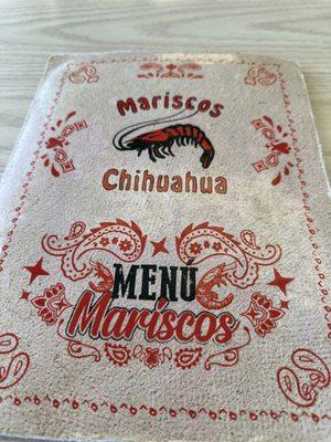 Front of menu