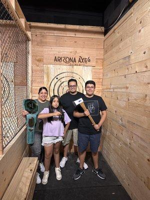 Having a great family outing throwing stars and axes