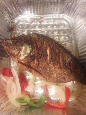 Whole tilapia fish, there was 4 originally but my mom and I couldn't help ourselves, $8 each.