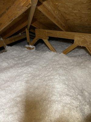 This customer had only 3 inches of cellulose insulation when we arrived. We added an extra 18 inches to increase their energy efficiency.