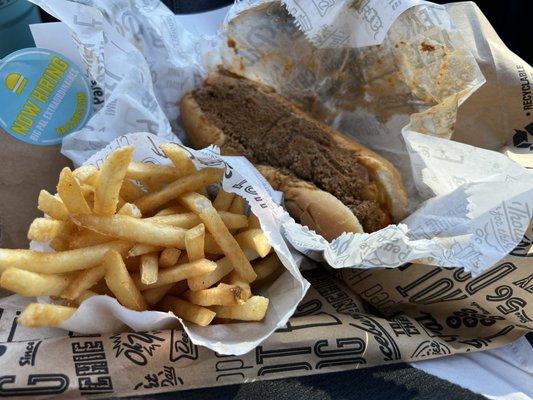 Chili dog and fries