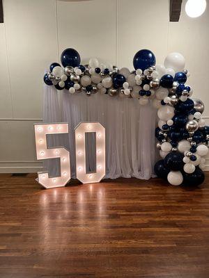 It was a pleasure to be part of this amazing 50th birthday. 
Ask us today how we can arrange your balloon backdrop.