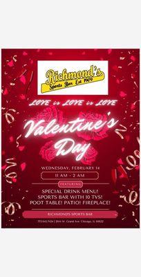 Valentines Day Drinks at Richmond's Sports Bar