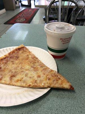 Regular slice and medium fountain soda of choice