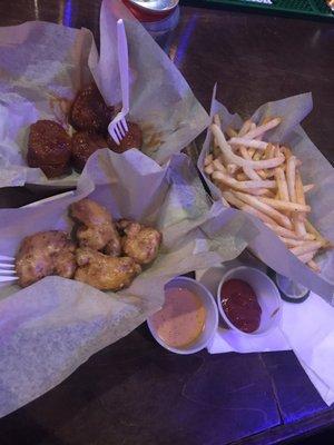 Vegan Chicken Nuggets, boneless wings and fries