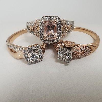 Latest styles in Rose Gold featuring Diamonds and Morganite