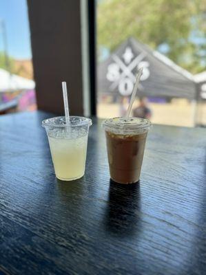 Coconut rose lemonade, ginger cardamom latte (both DELICIOUS)