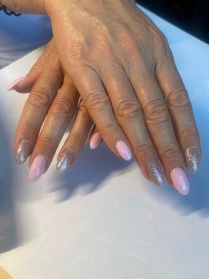 Beautifully shaped hard gel nails.