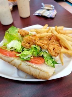 Ted's fried shrimp & crab salad sandwich