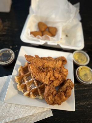 Tenders and waffle lunch deal and Mac n cheese bites