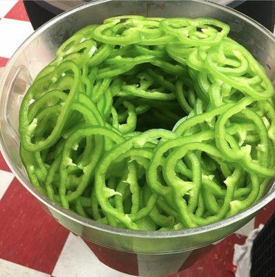 Freshly cut peppers