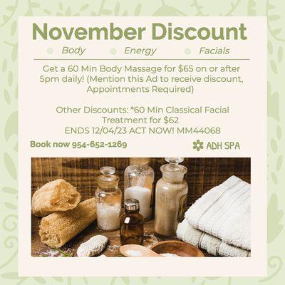 November Discounts! Act Now! 954-652-1269