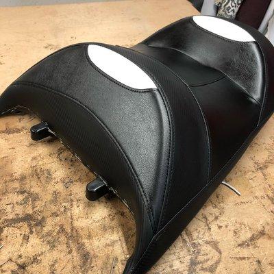 Custom motorcycle seat upholstery