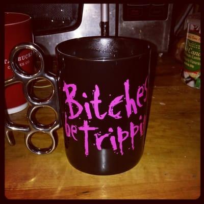 My awesome coffee cup from Spencer's that helps with my brass knuckles obsession!!!