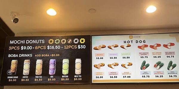 Drink & hot corn dog menu