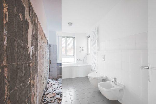 Bathroom before and after